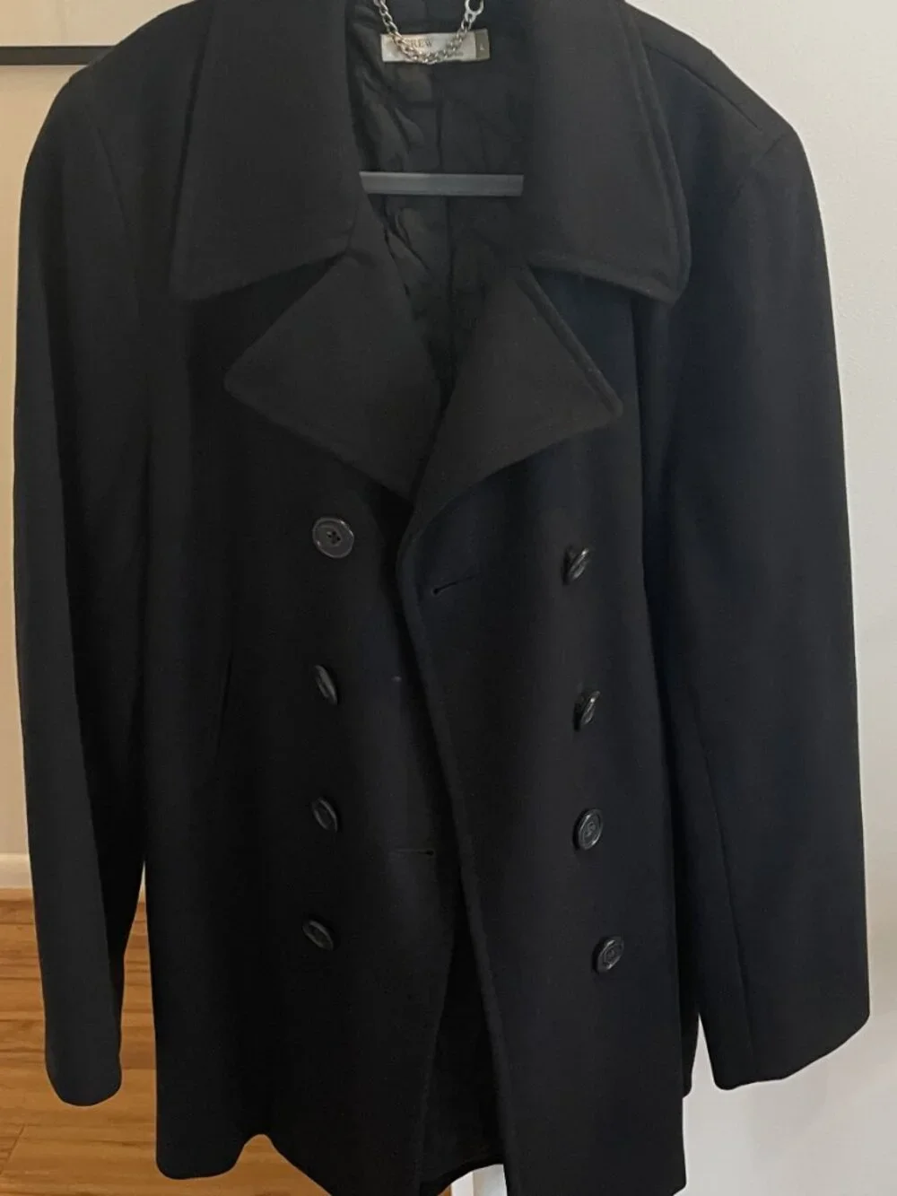 J Crew Black Women's Wool Pea Coat Size Large